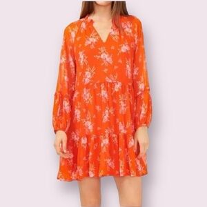 Orange Floral Vince Camuto Women's Lightweight Fashion Dress